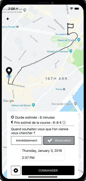 Application TaxiClub — réservation de taxi
